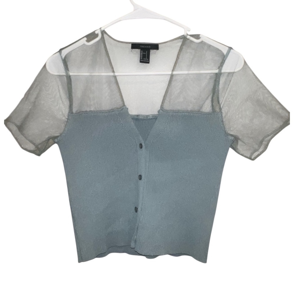 Forever 21 Light Gray Sheer Blouse